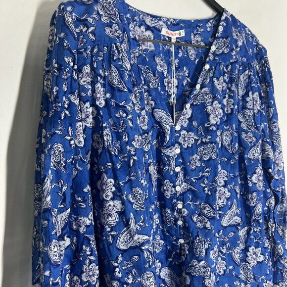 NEW Sundry Sz S Floral Button Down Blouse Perrin Paisley Long Sleeve Top - Picture 5 of 11